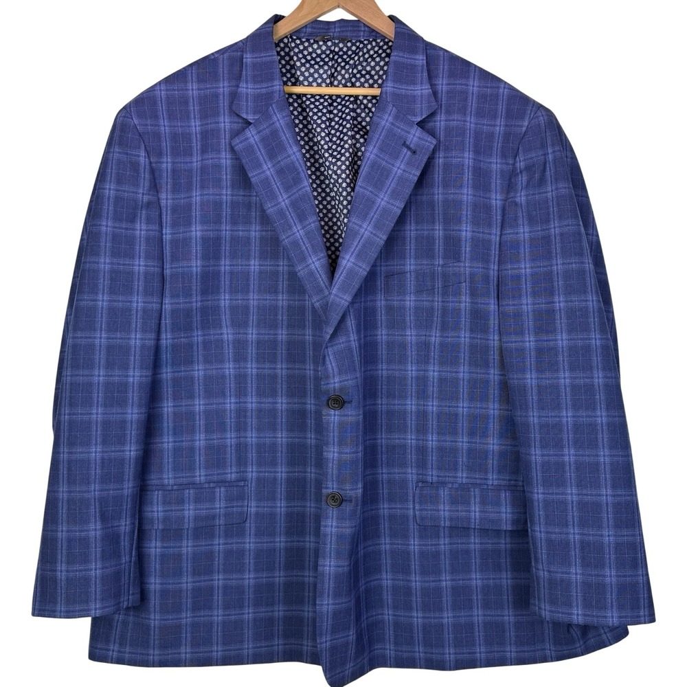 Oak Hill Blue Plaid Blazer Sport Coat 2-Button Classic Preppy Jacket Size 3XL